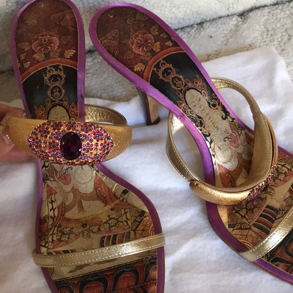 Giuseppe Vicini purple  and gold sandals - Picture 2 of 6